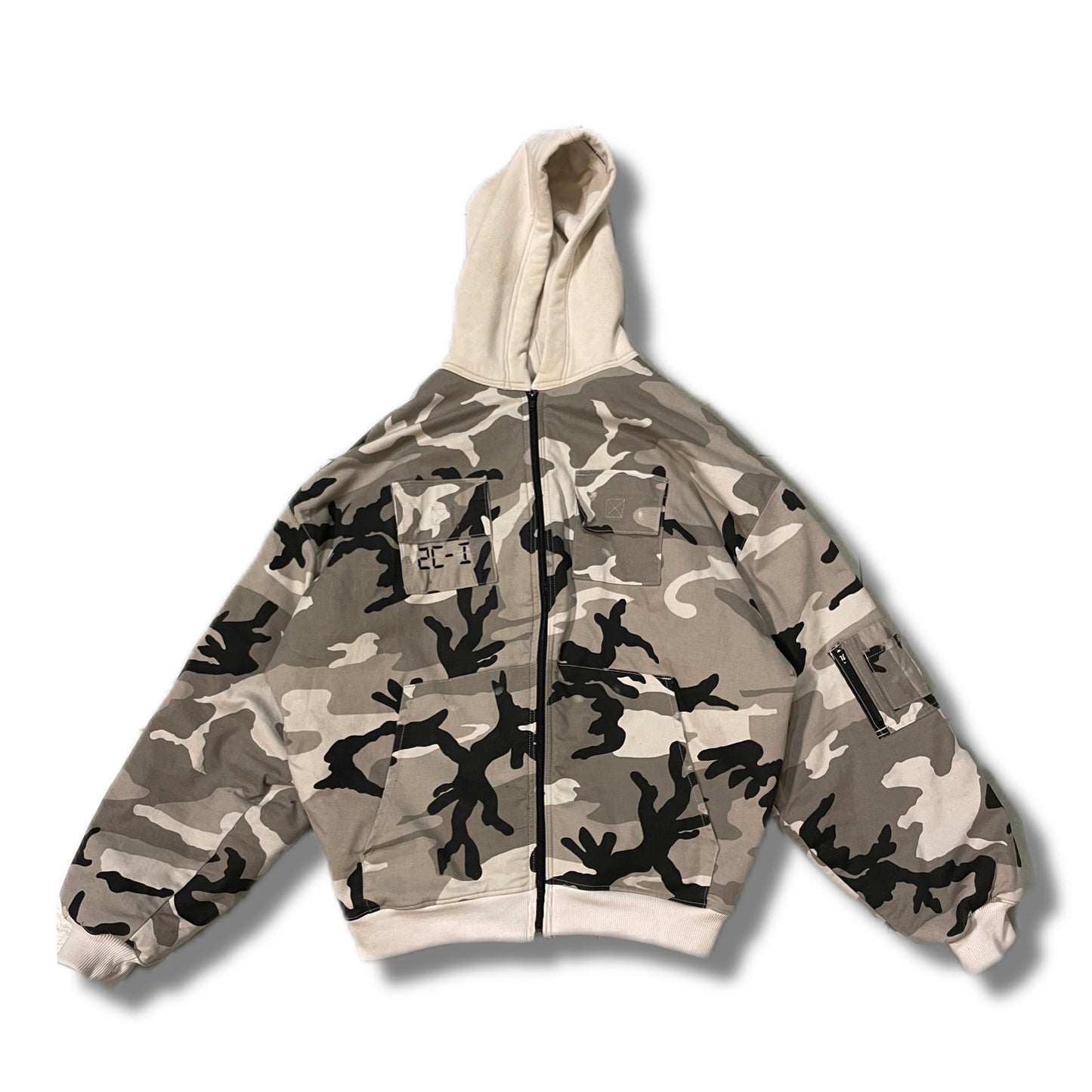 Cream white camo bomber jacket